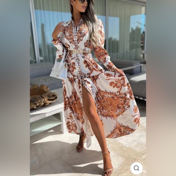 DIONNE Paisley Midaxi Dress - Rust NWT - Picture 2 of 8